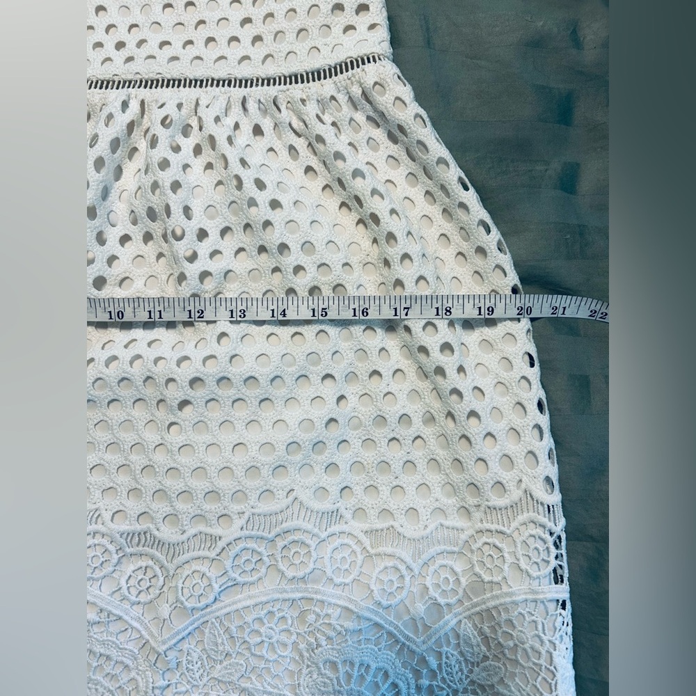 Abercrombie & Fitch White Spaghetti Strap Crochet Mini Sundress Size ST - Picture 8 of 13